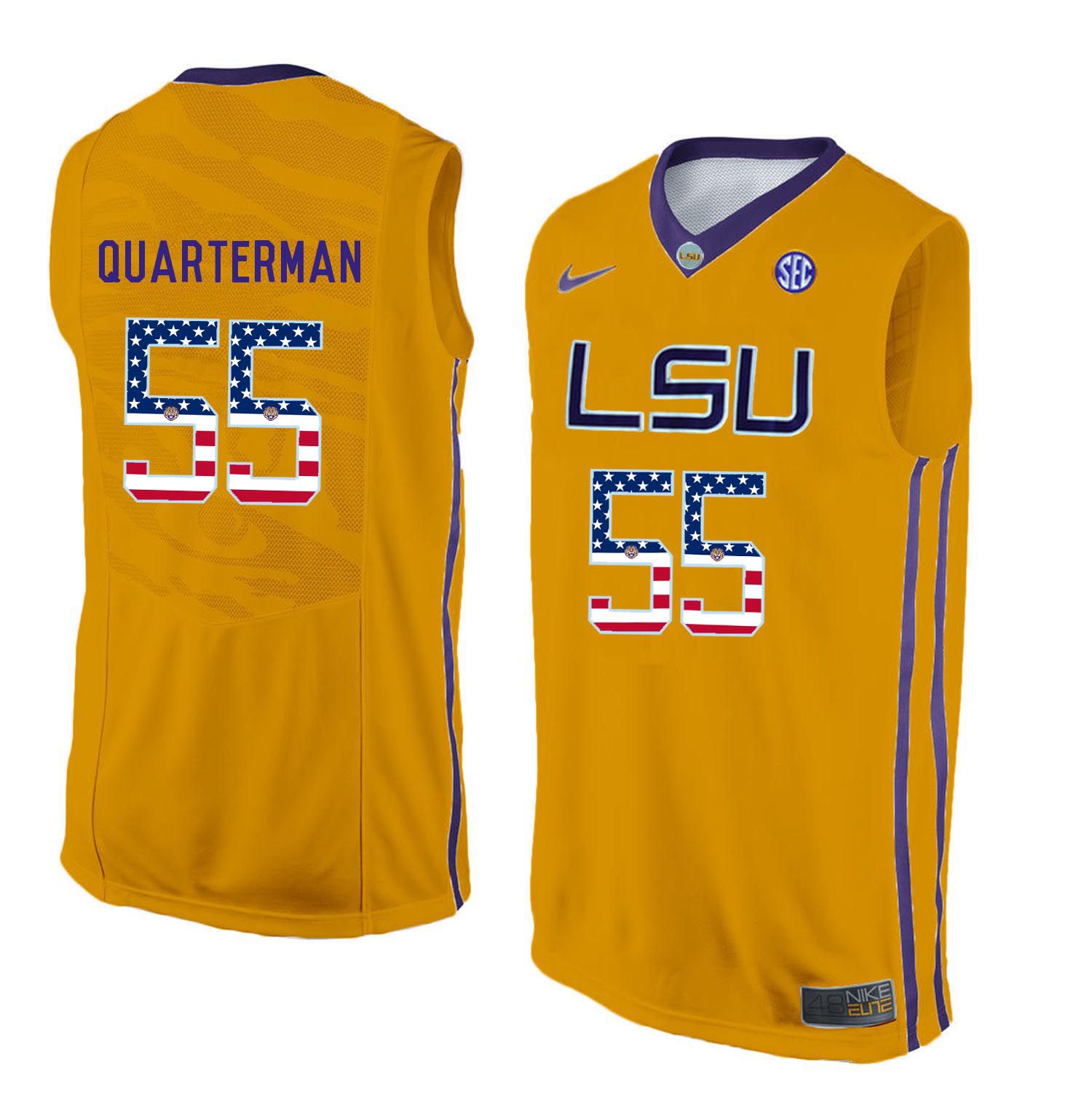 Men LSU Tigers #55 Quarterman Yellow Flag Customized NCAA Jerseys->customized ncaa jersey->Custom Jersey
